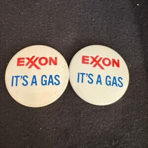 Two 1970's Exxon Lapel Button, "Exxon It's a Gas"! Collectable